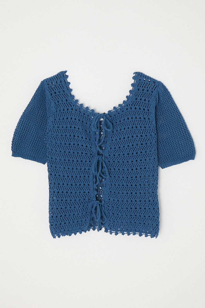 MOUSSY | CROCHET SQUARE NECK トップス (ニット ) |SHEL