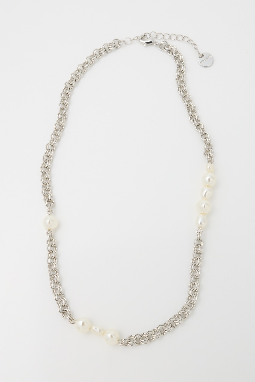 DISTORTED F/PEARL ネックレス SLV FREE