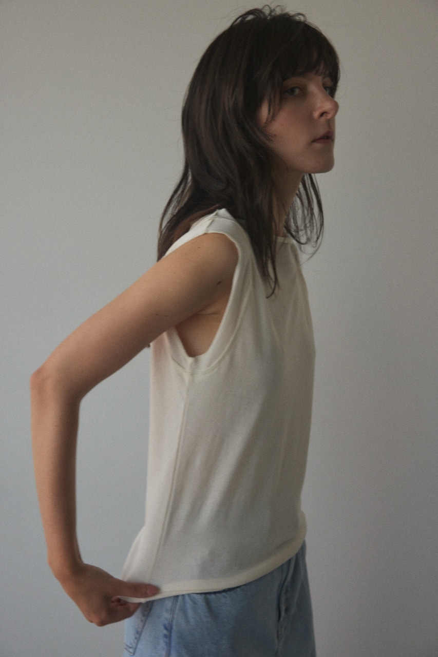 boat neck tanktop O/WHT FREE