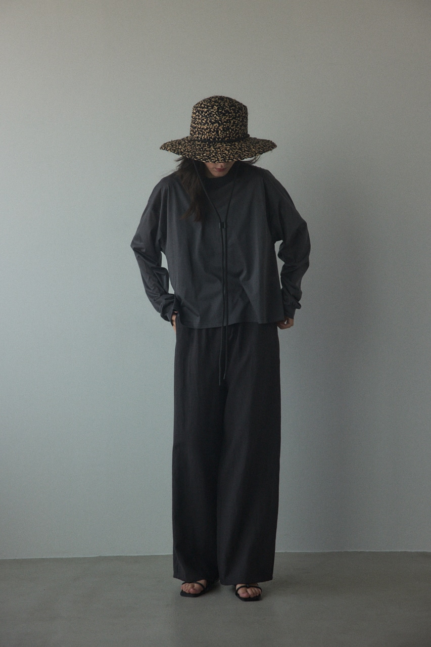 sheer long t-shirt L/BLK FREE