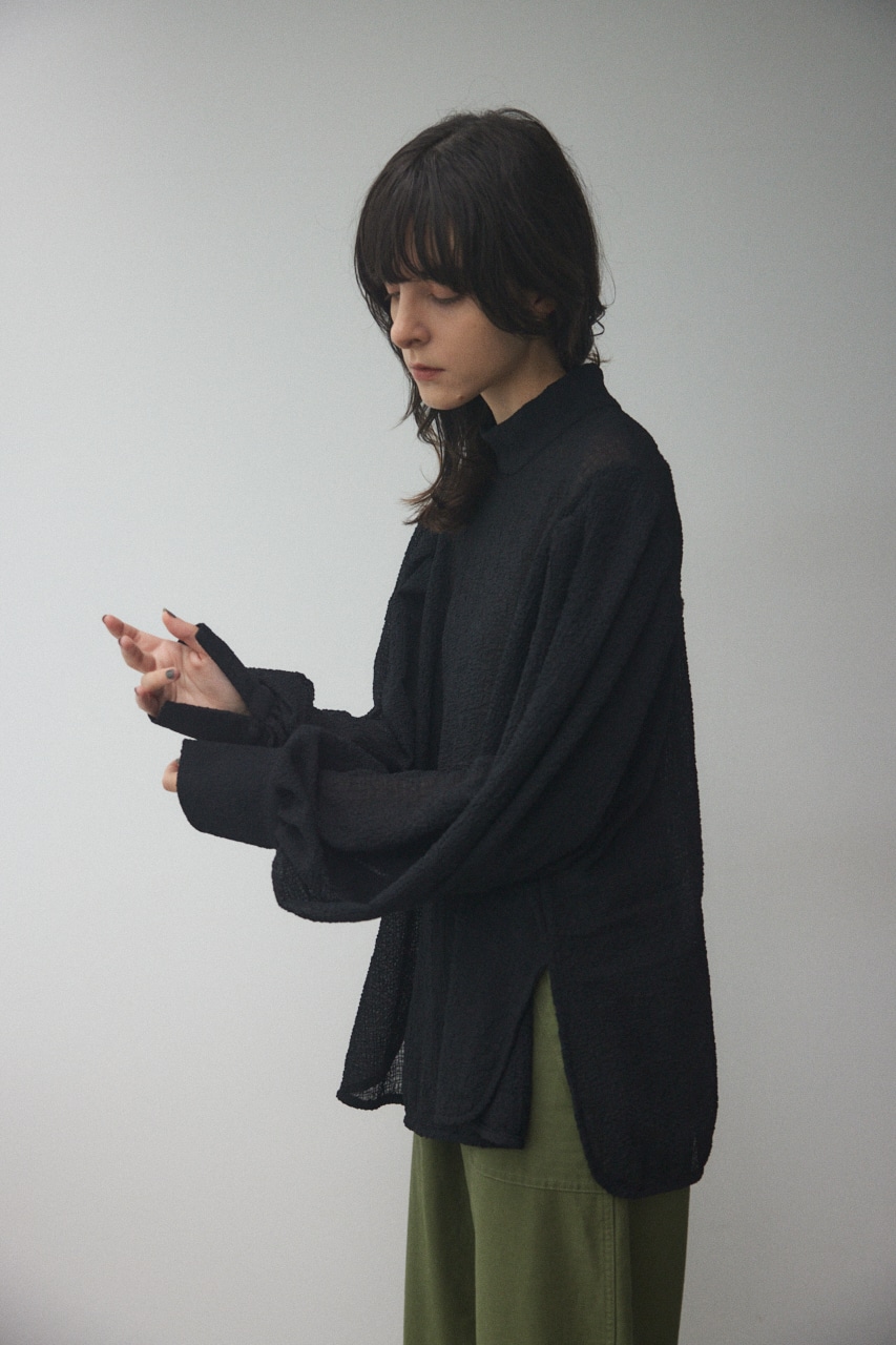 volume sleeve blouse BLK FREE