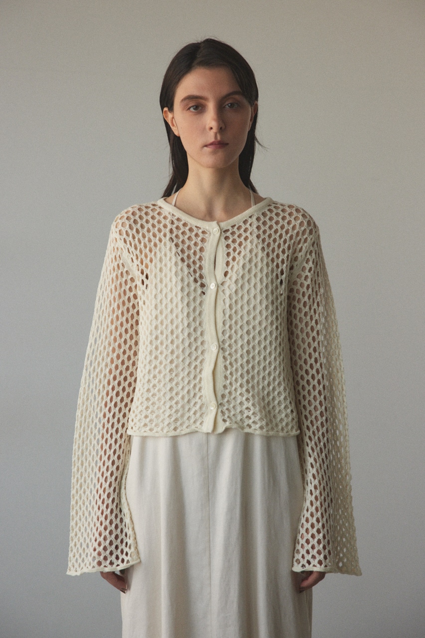 2way mesh knit cardigan WHT FREE