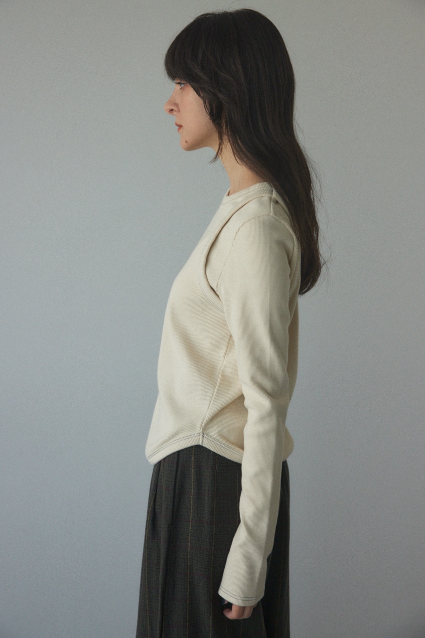 layered design cut tops O/WHT FREE