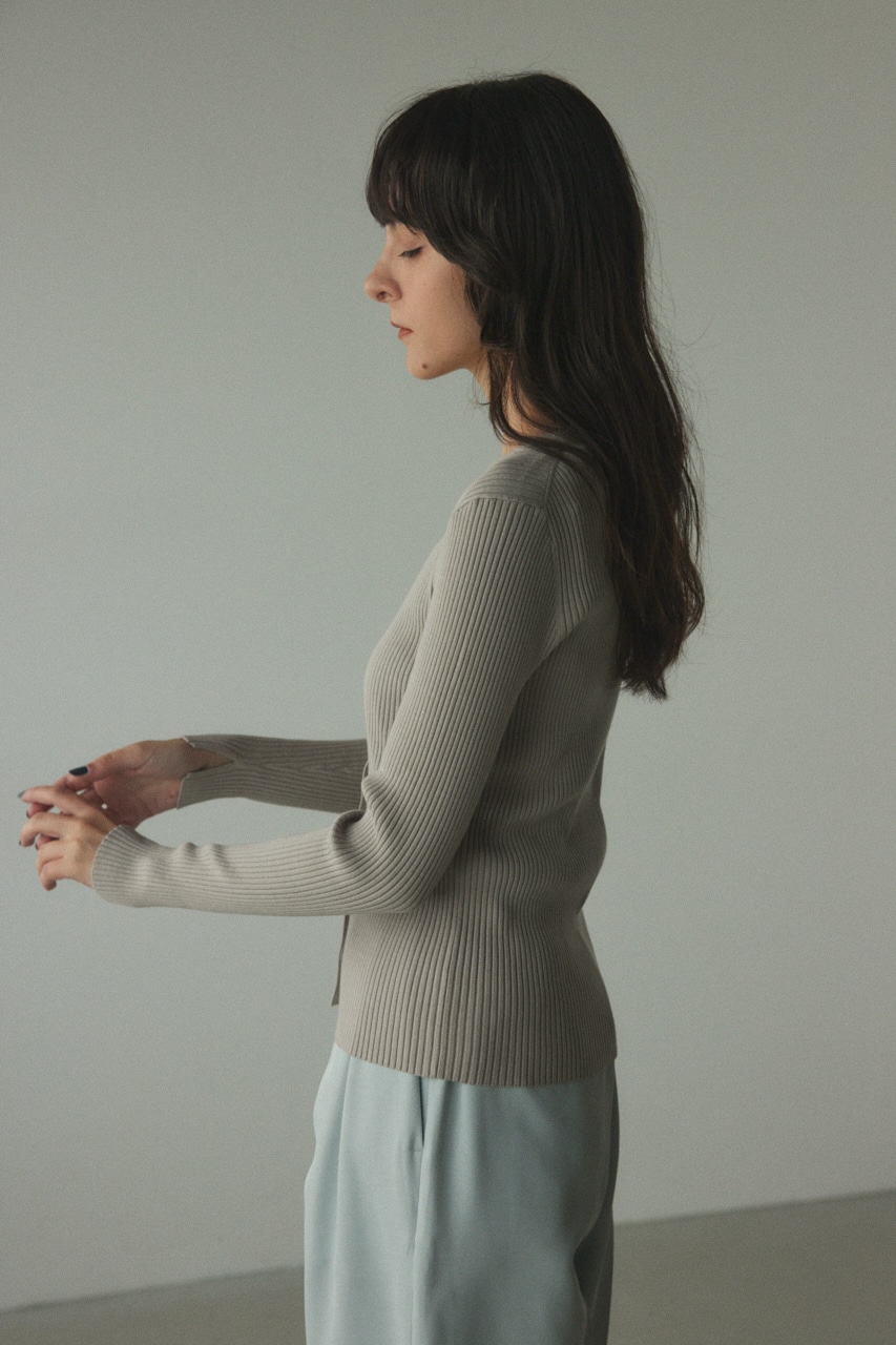 washable rib cardigan L/GRY FREE