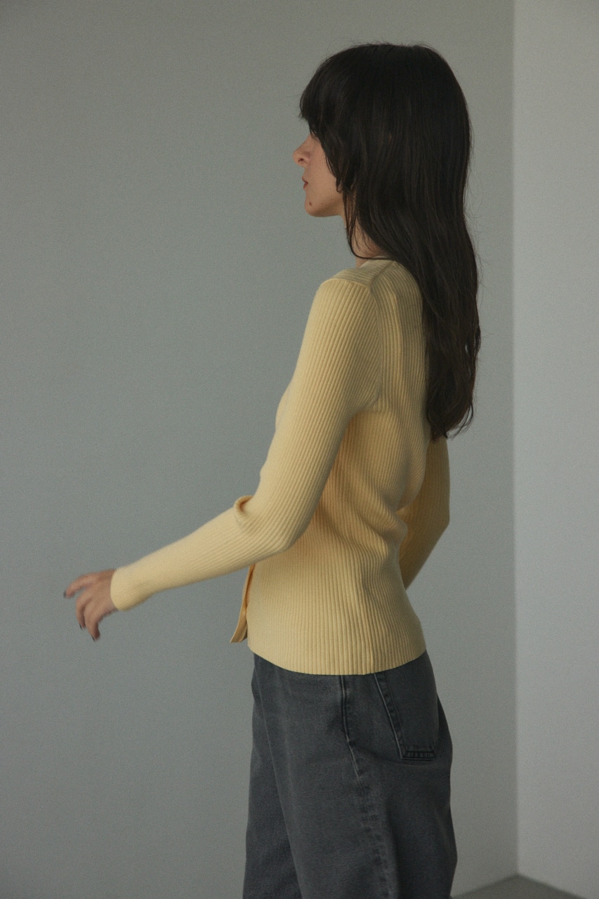 washable rib cardigan L/YEL FREE