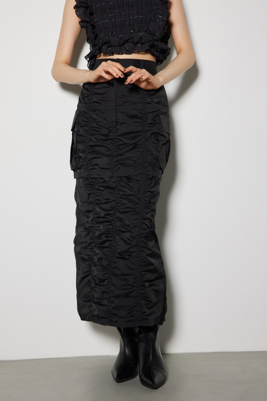 レイヤードカーゴジャストウエストスカート BLK S