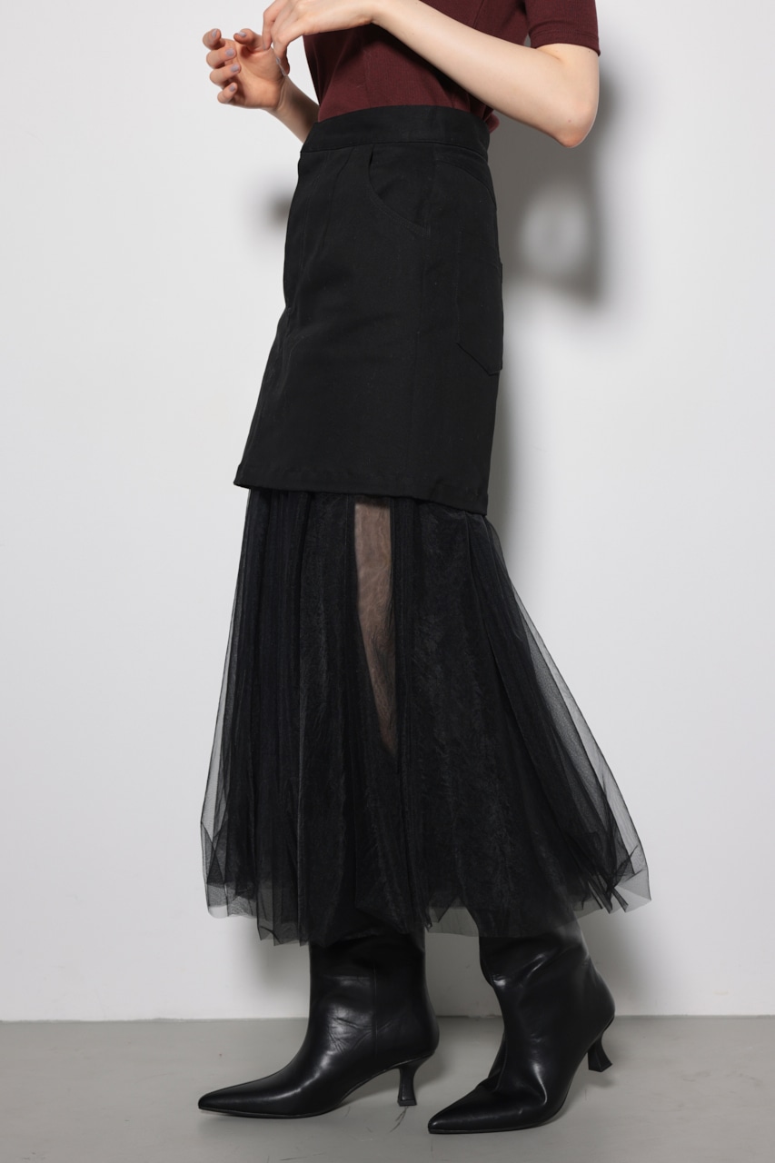rienda | リバーシブルチュールジャストウエストスカート