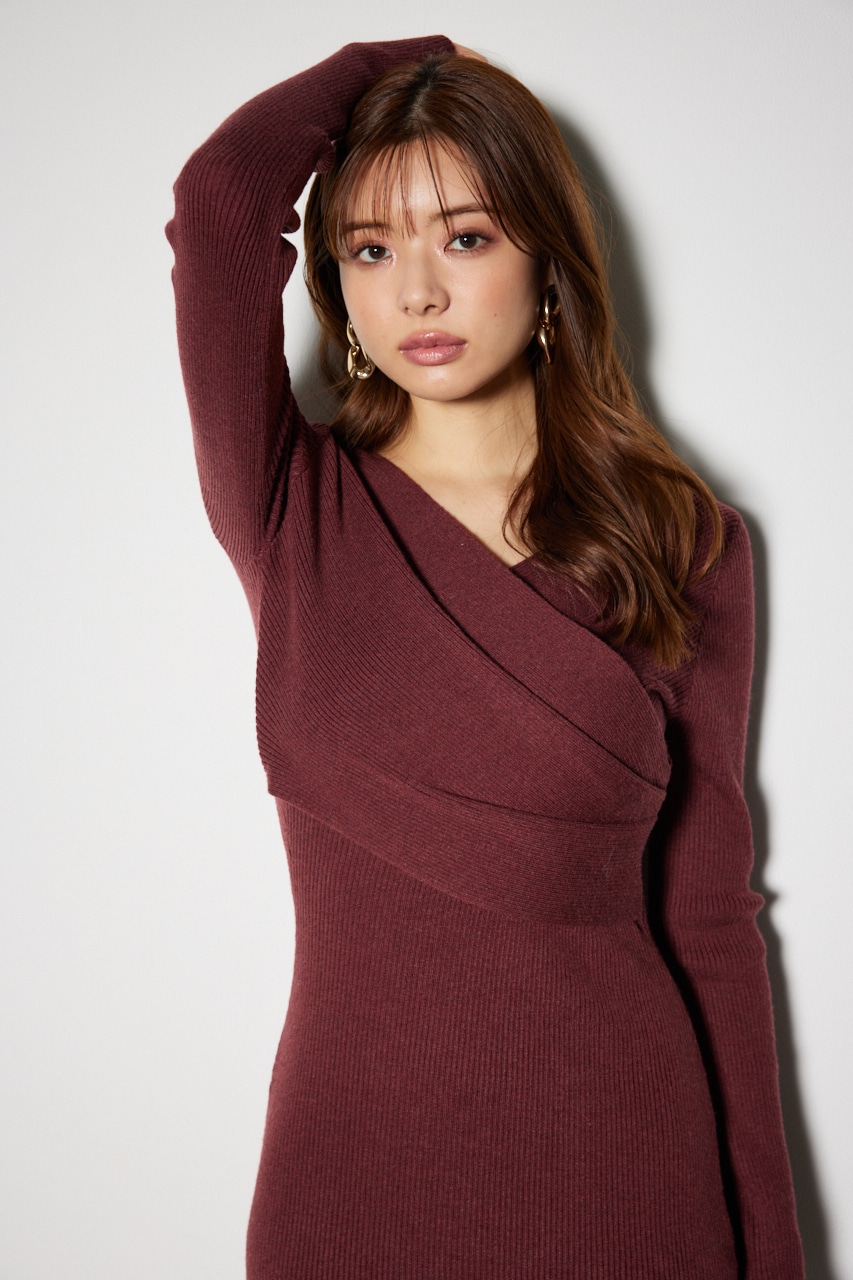 rienda | カシュクールウォッシャブルニットワンピース (ワンピース 