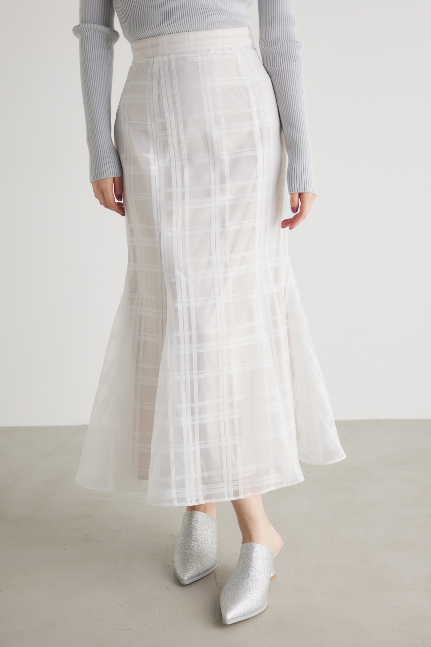 rienda | シアーチェックバックレースUPマーメイド SK (スカート  