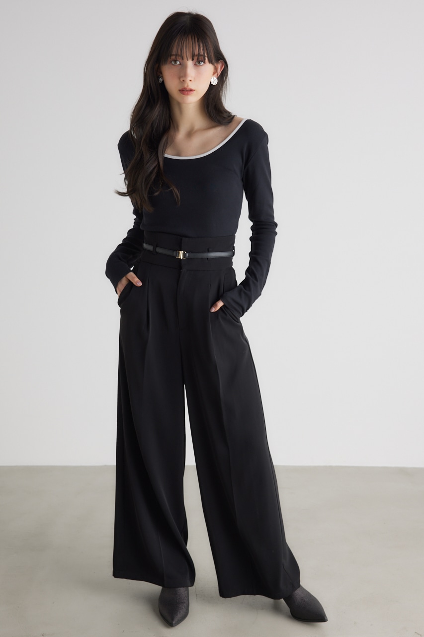 【WEB限定】バイカラーバックリボンロンT BLK FREE