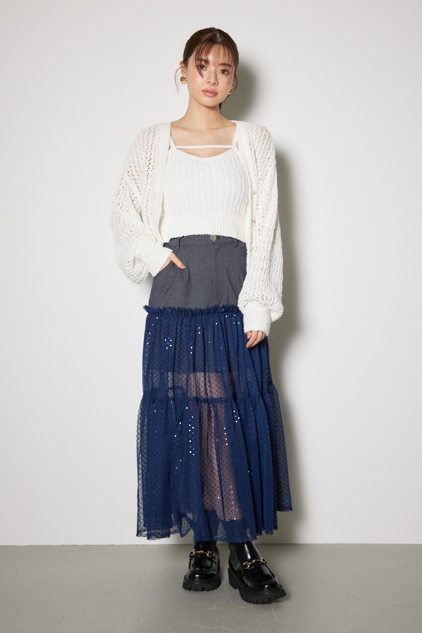 ビジューニットカーディガン WHT FREE