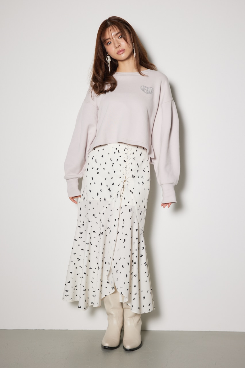 ラインストーンロゴスウェットトップス L/PNK FREE