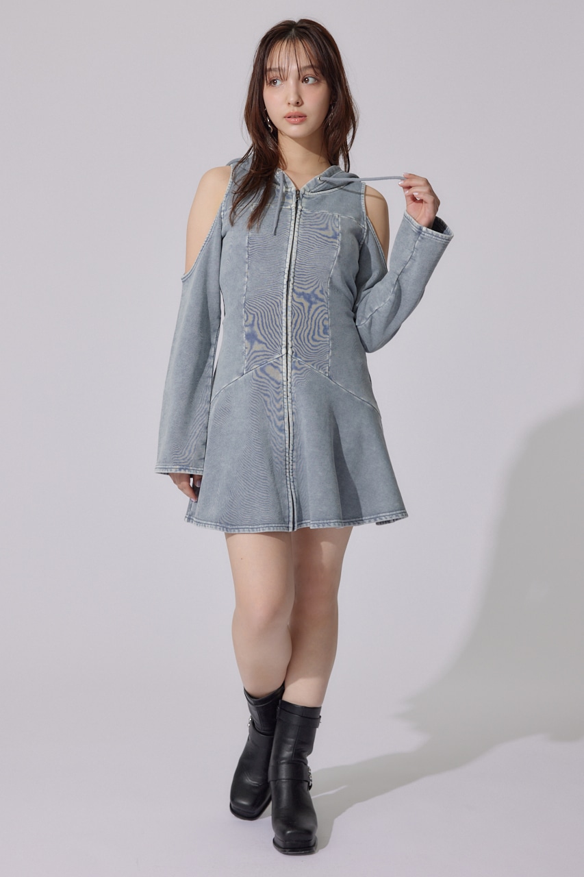 フードマーメイドワンピース BLU FREE