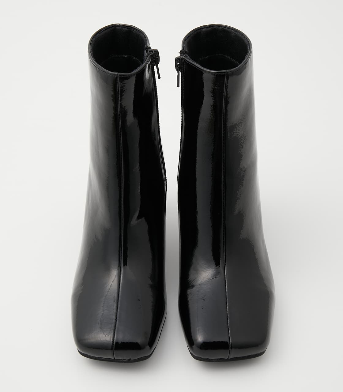 enamel square short boots black｜その他