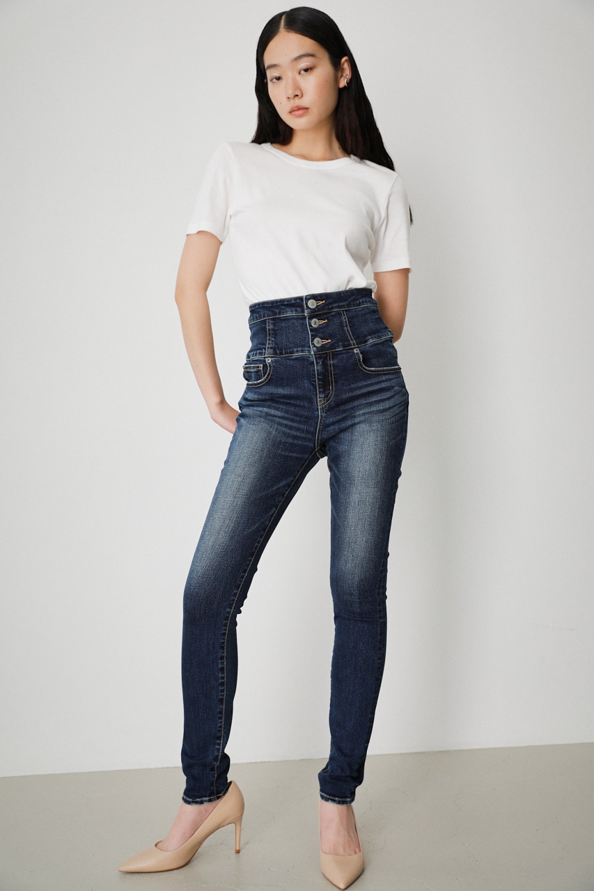 AZUL BY MOUSSY | HI-WAIST BUTTON DENIM SKINNY2 (スキニー ) |SHEL  