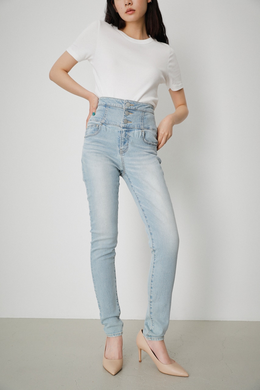 AZUL BY MOUSSY | HI-WAIST BUTTON DENIM SKINNY2 (スキニー ) |SHEL 