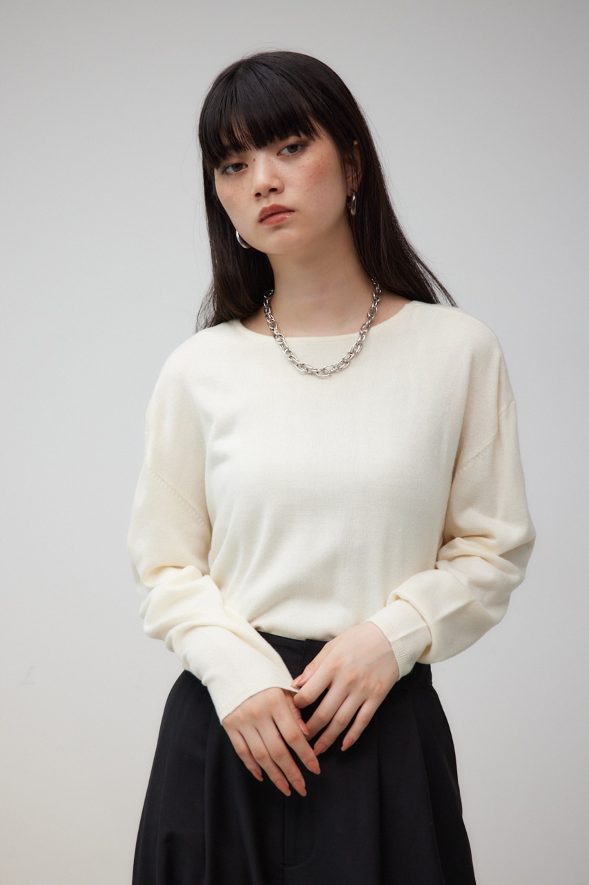 ヌーディー2WAYVネックニットトップス O/WHT S