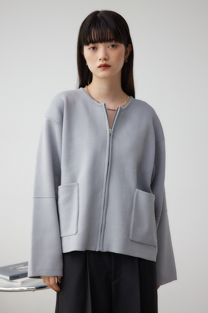 フォルムジップアップニットカーディガン GRY FREE
