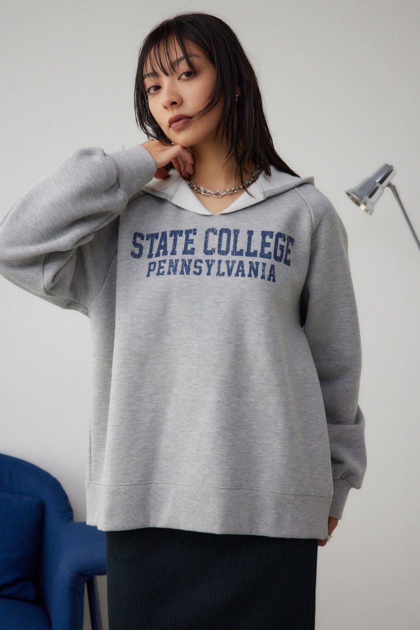 カレッジプリントスウェットパーカー T.GRY FREE