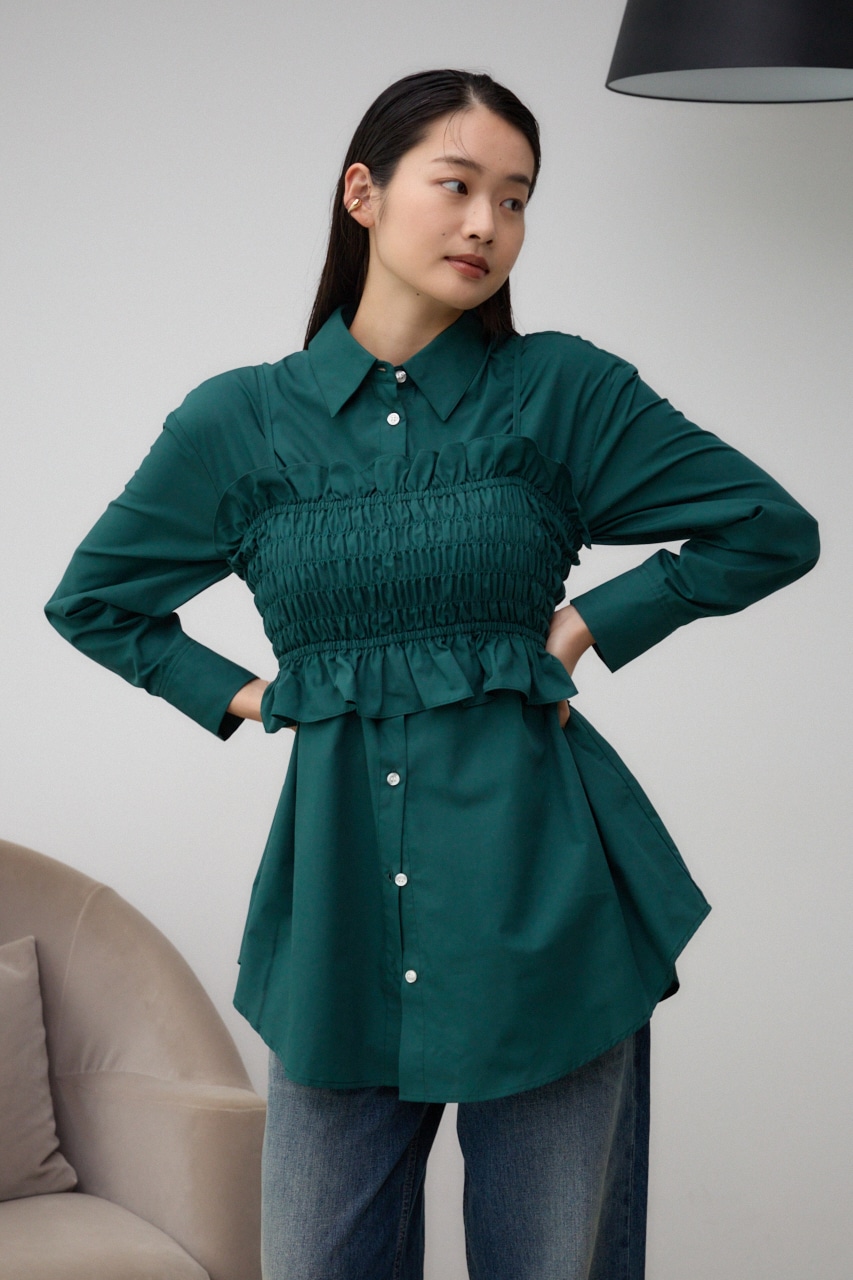 ビスチェ付きオーバーシャツ D/GRN FREE