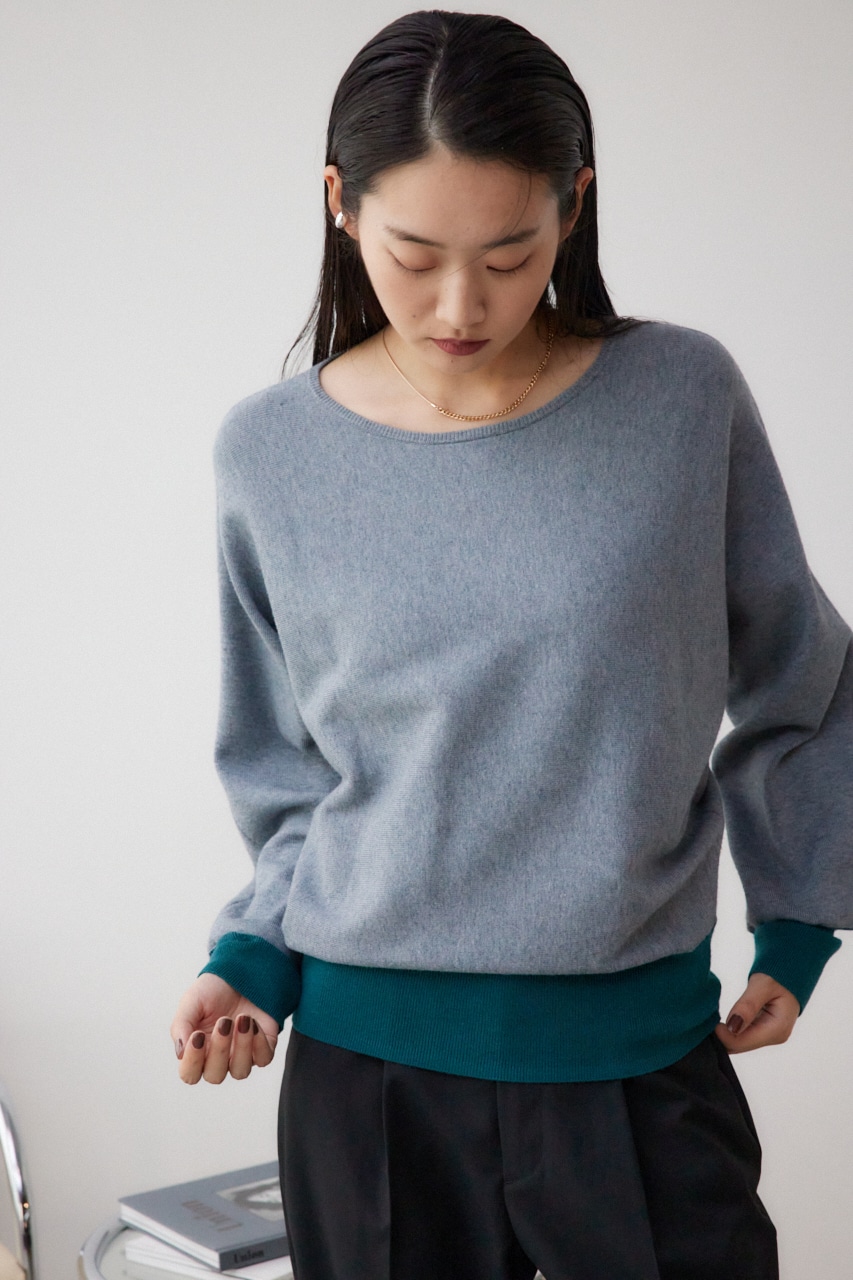 バイカラードルマンニットプルオーバー GRY FREE