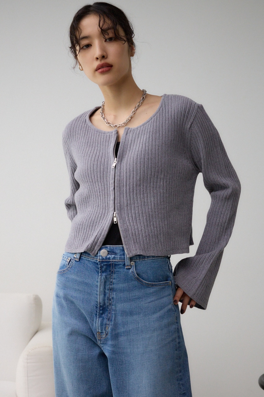 モールヤーンダブルジップカーディガン GRY FREE