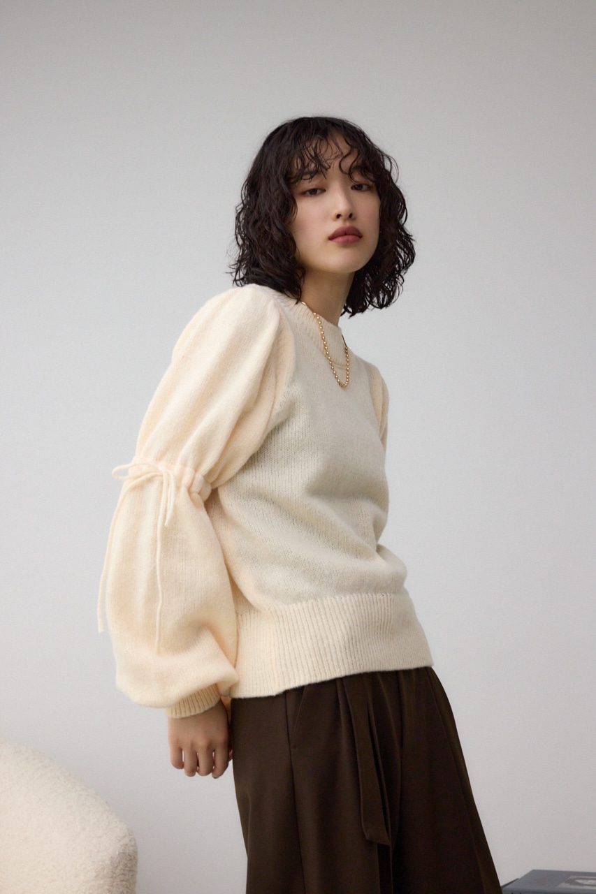 袖リボンデザインニット IVOY FREE