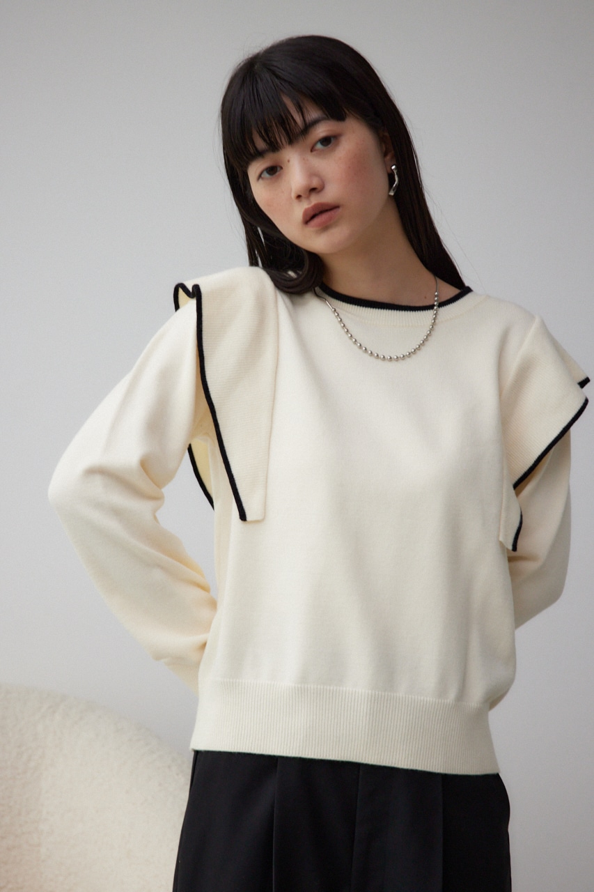ショルダーデザインフリルニット IVOY FREE