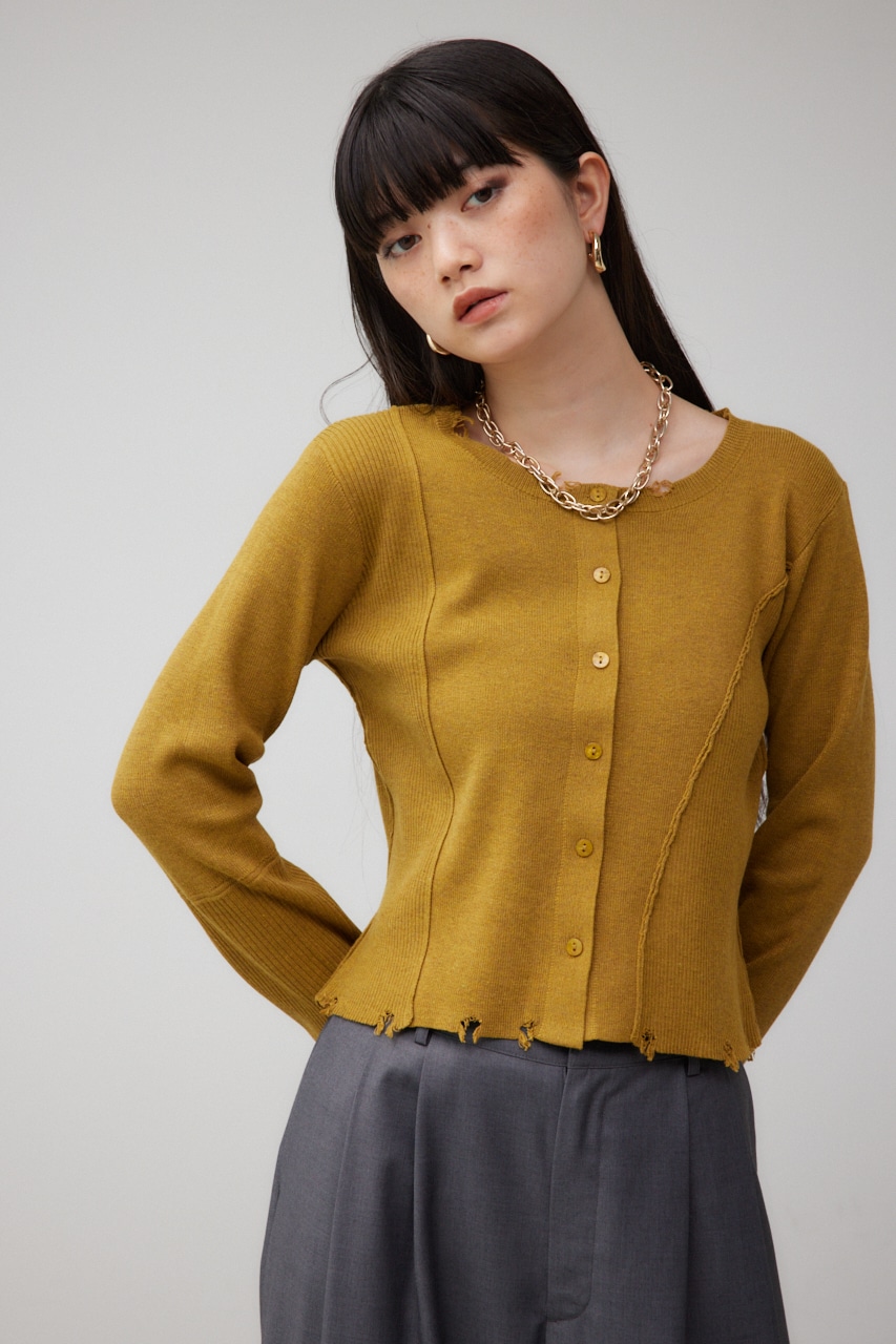 ダメージスイッチングカーディガン D/YEL FREE