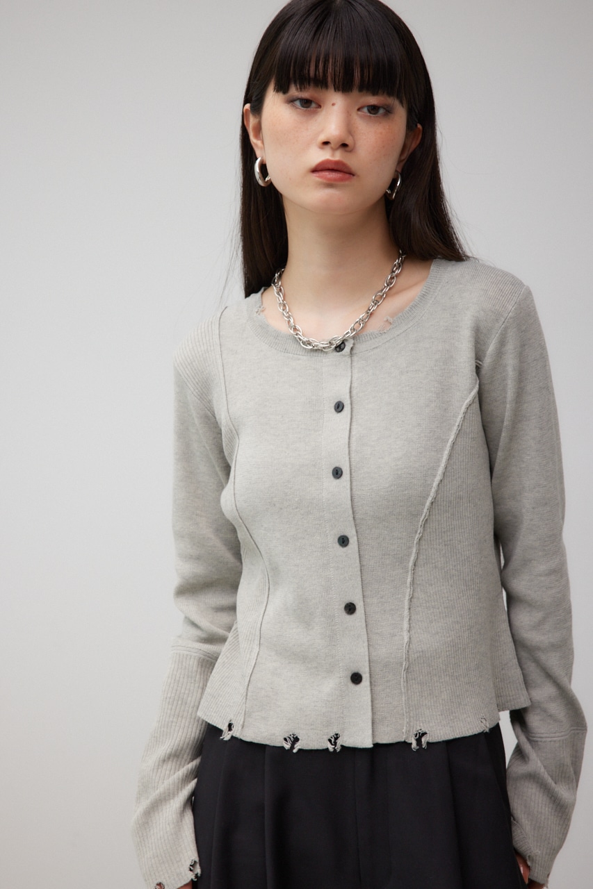 ダメージスイッチングカーディガン T.GRY FREE