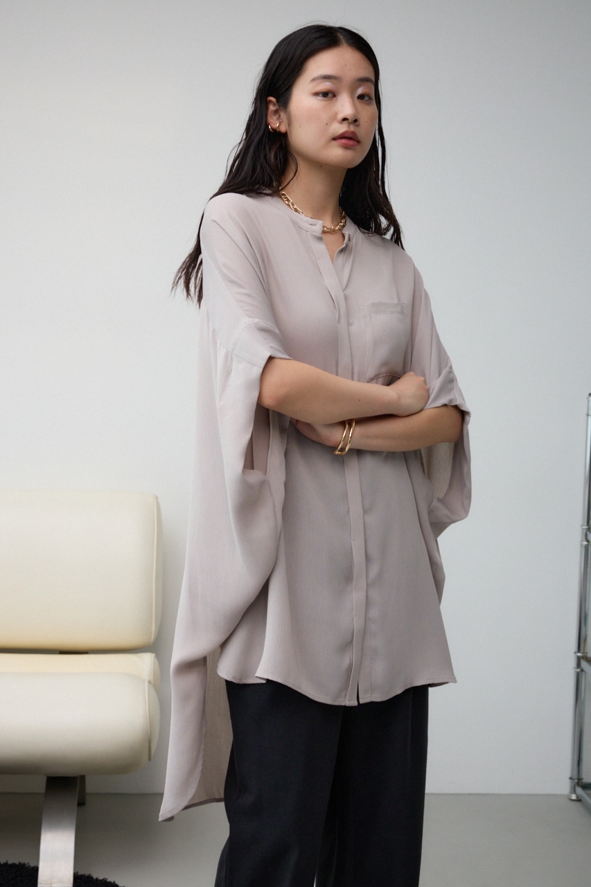 ポンチョ型楊柳シャツ GRY FREE