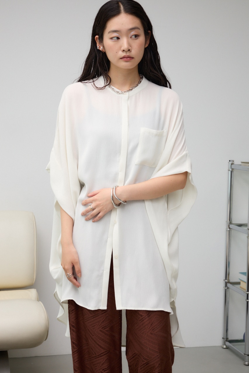 ポンチョ型楊柳シャツ IVOY FREE