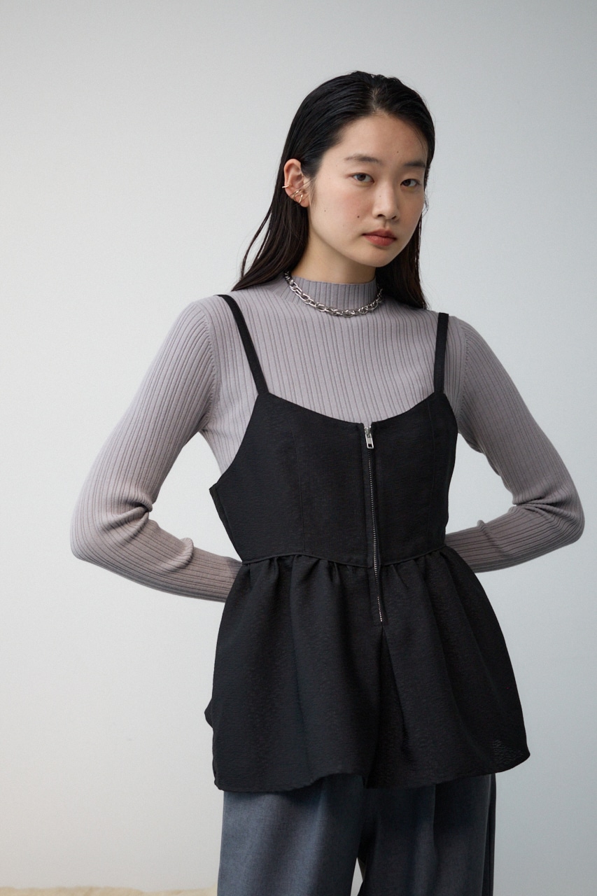 ジャガードフレアキャミ BLK FREE