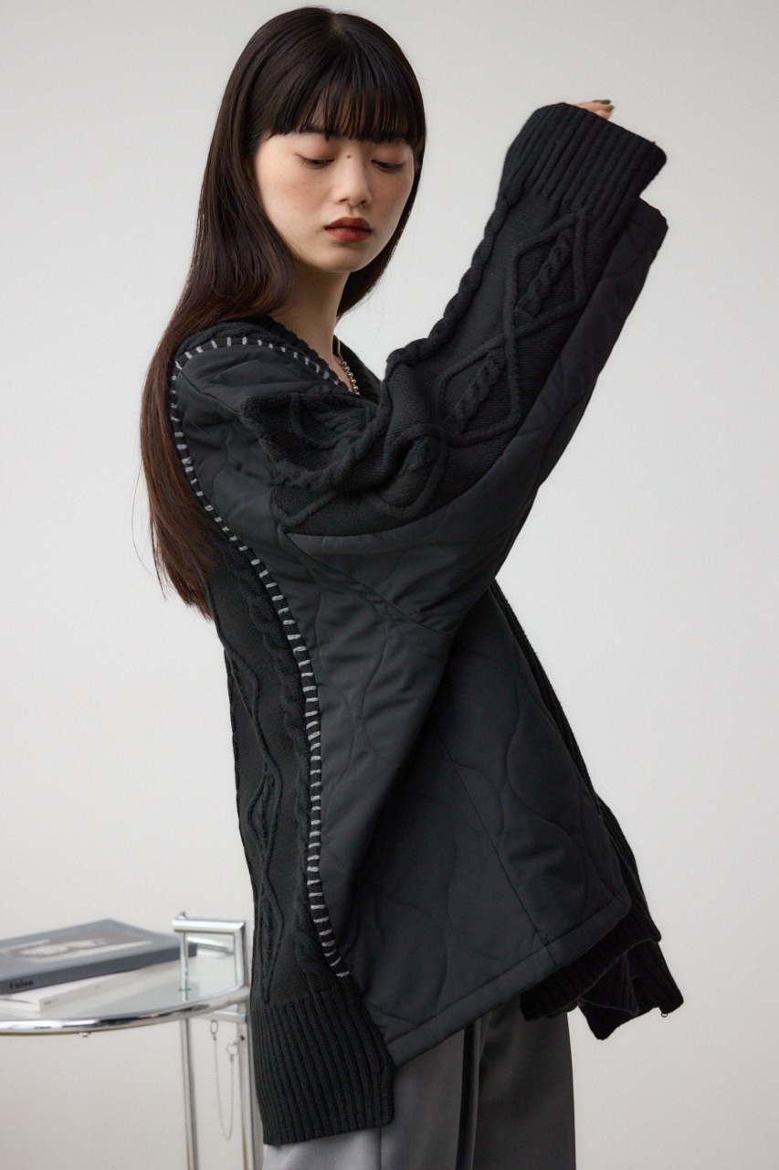 コンビネーションカーディガン BLK FREE