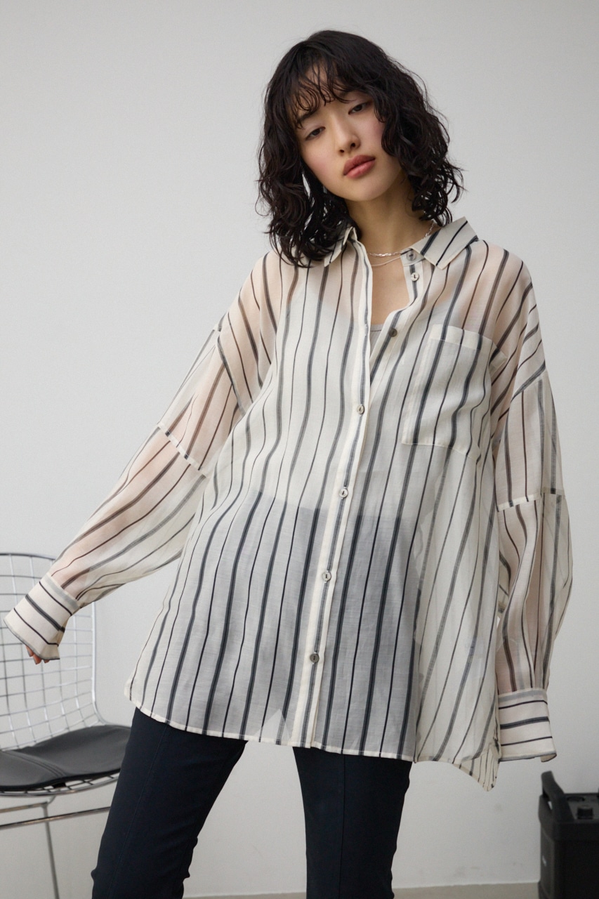 バックスリットシアーオーバーシャツ 柄WHT FREE