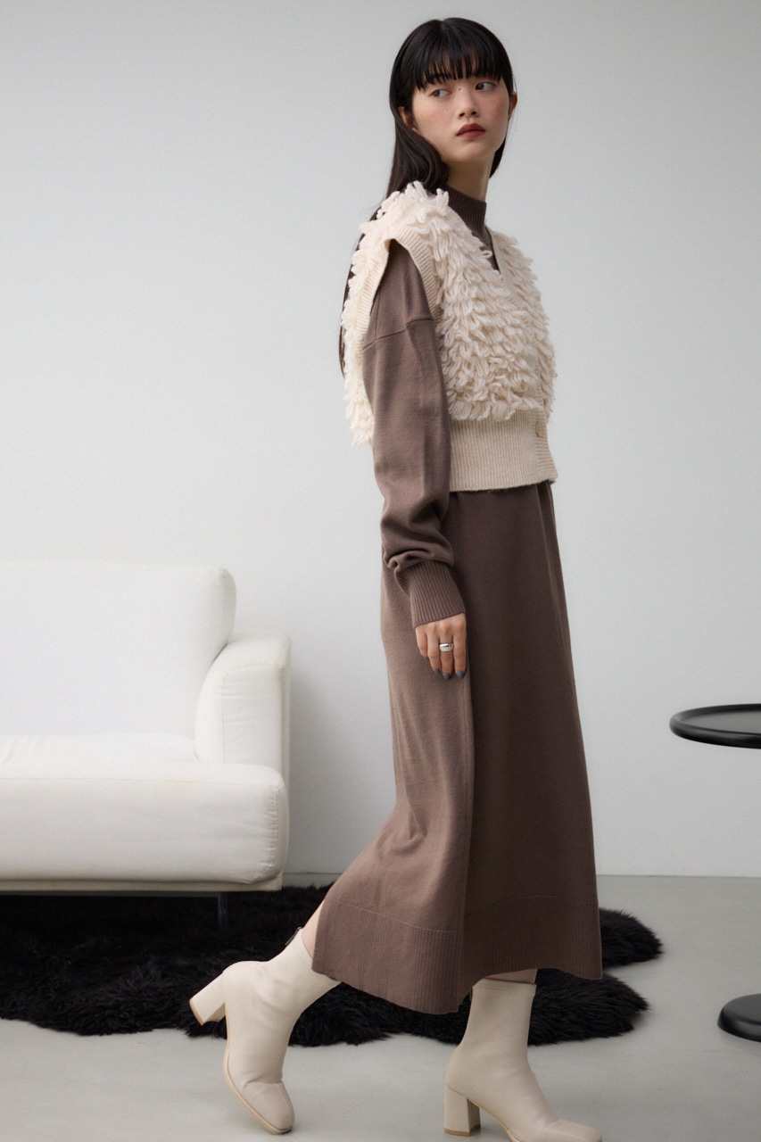 ループヤーンベストレイヤードセットニットワンピース L/BRN FREE