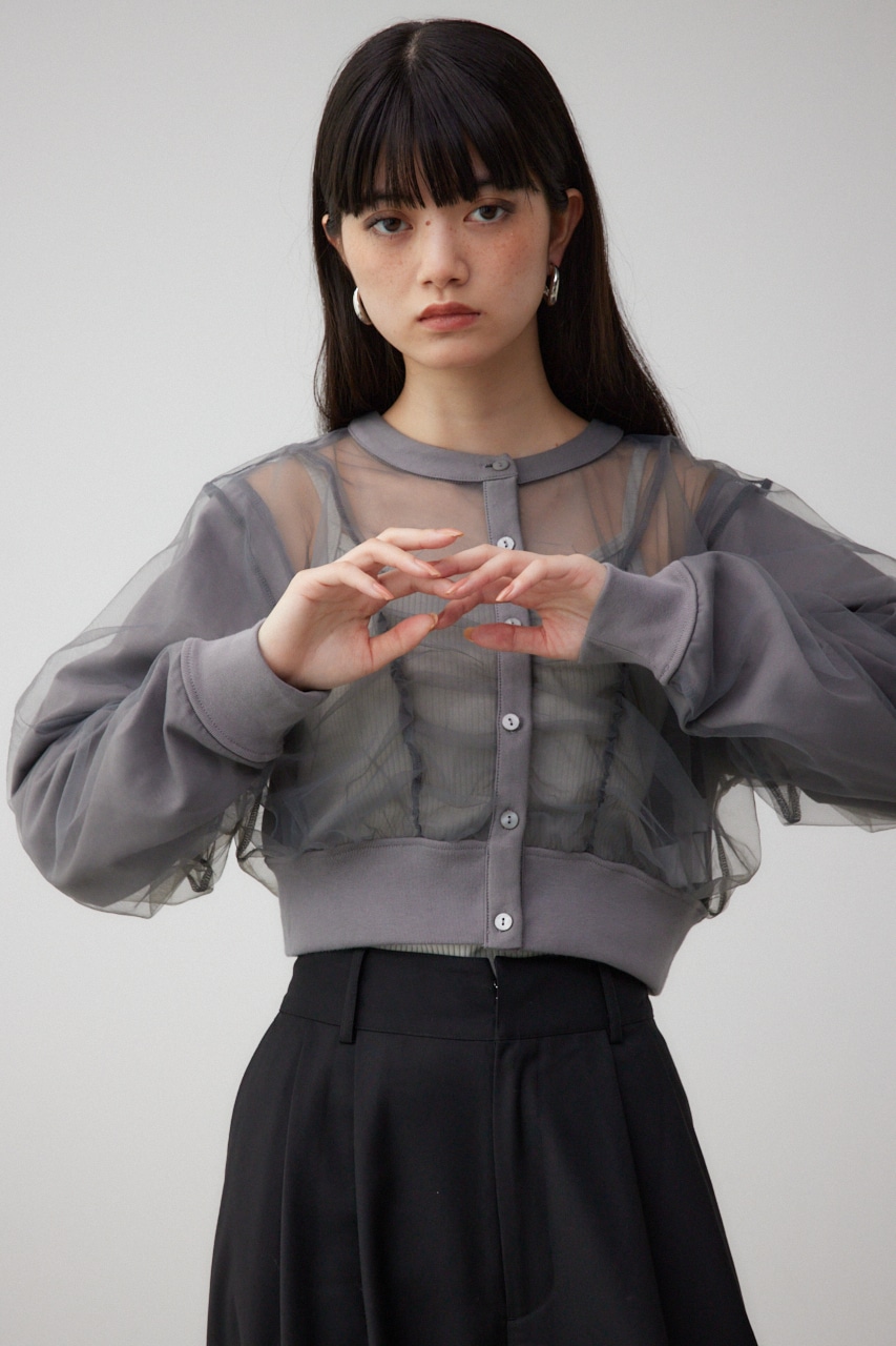 チュールドッキングカーディガン GRY FREE