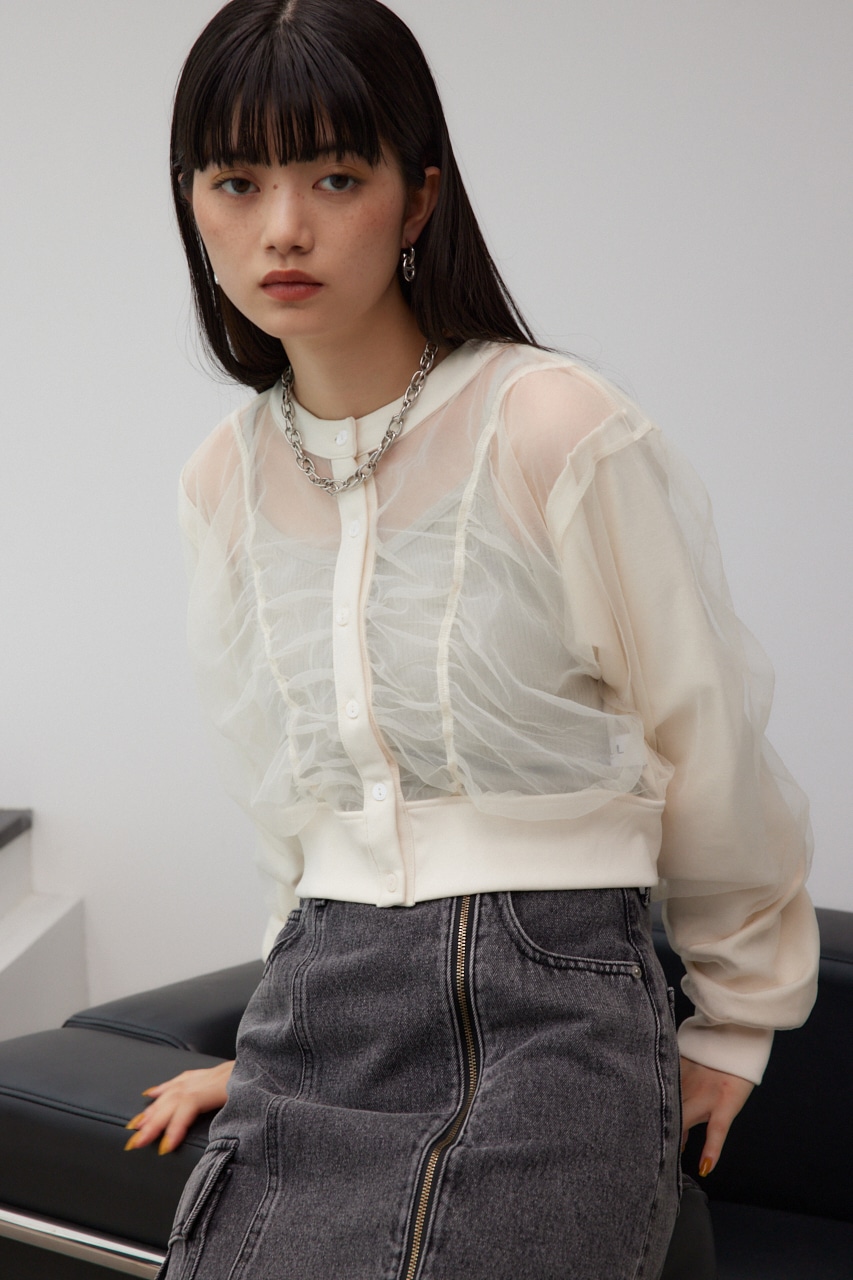 チュールドッキングカーディガン IVOY FREE