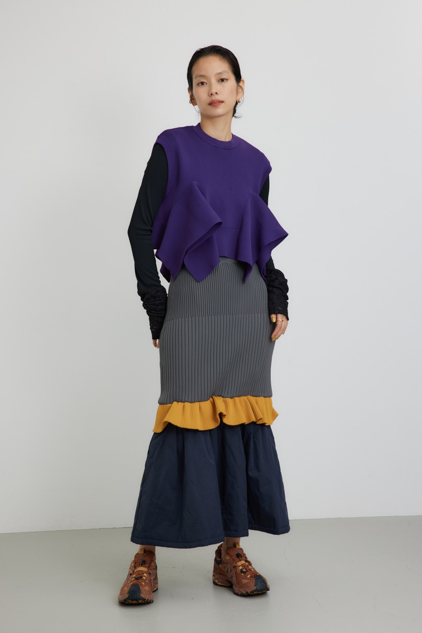 【PLUS】ドッキングキルティングマーメイドスカート GRY M