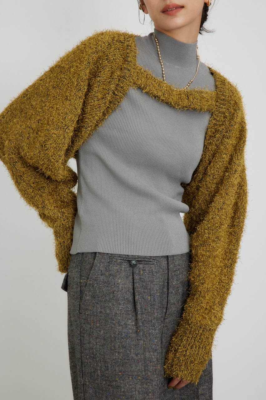 【PLUS】ショートボレロレイヤードセットニット D/YEL FREE