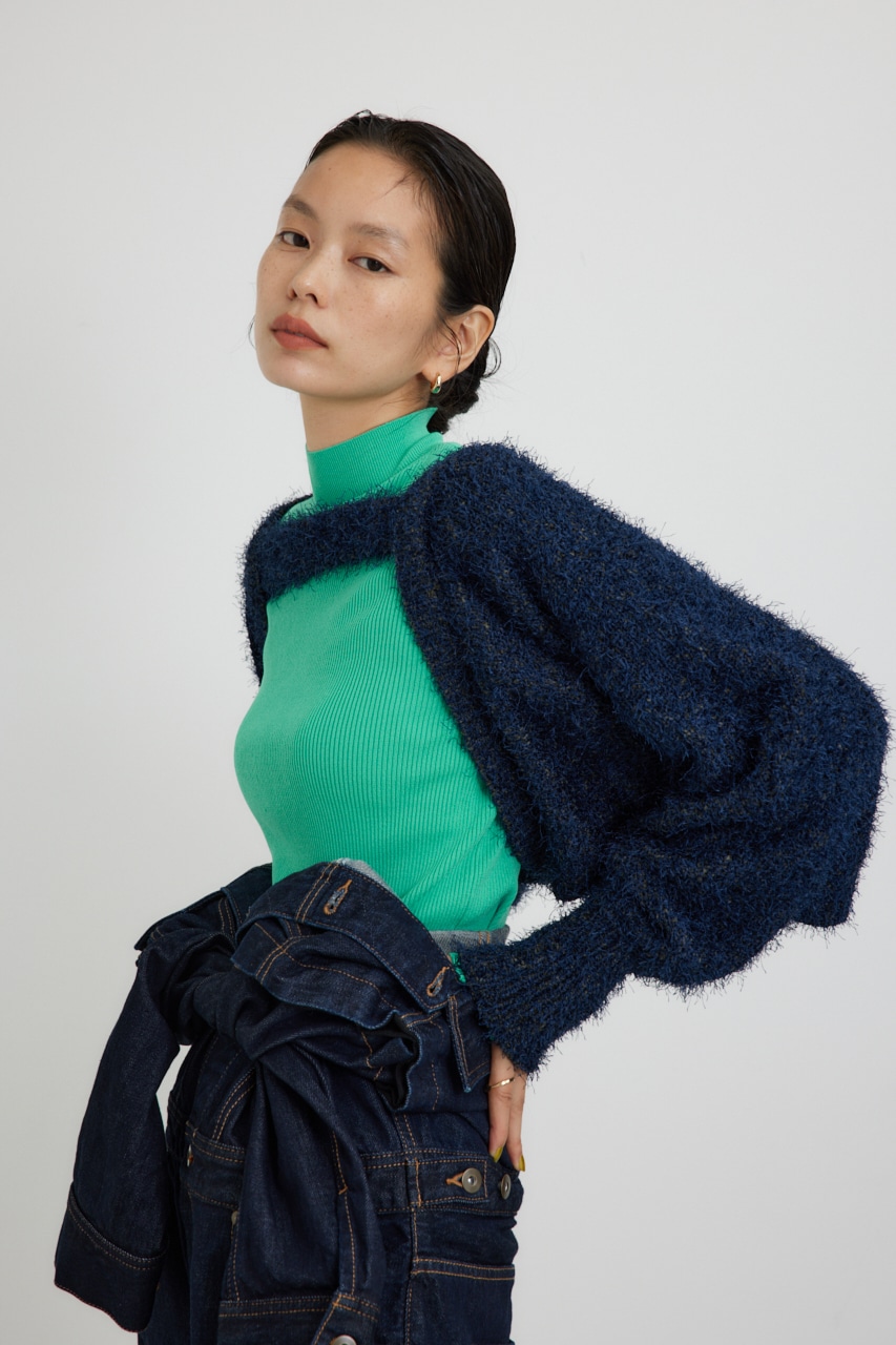 【PLUS】ショートボレロレイヤードセットニット NVY FREE