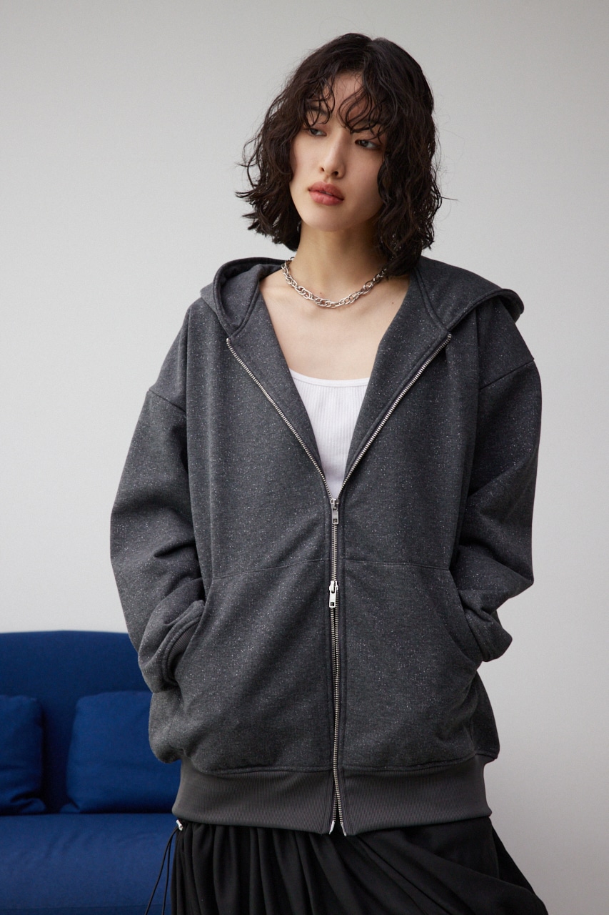 ラメウラケビッグパーカー C.GRY FREE