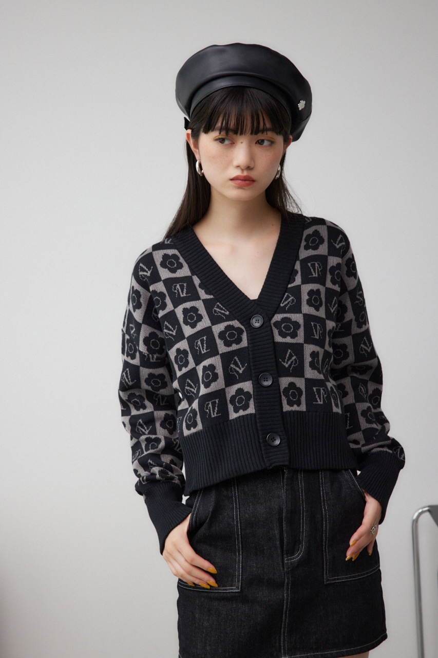 MARY QUANT×AZUL ロゴカーディガン 柄BLK FREE