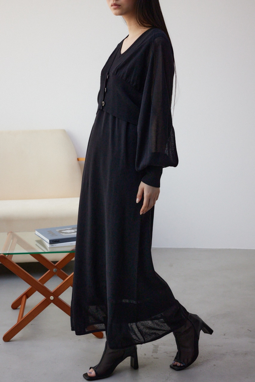 カーデセットニットワンピース BLK M