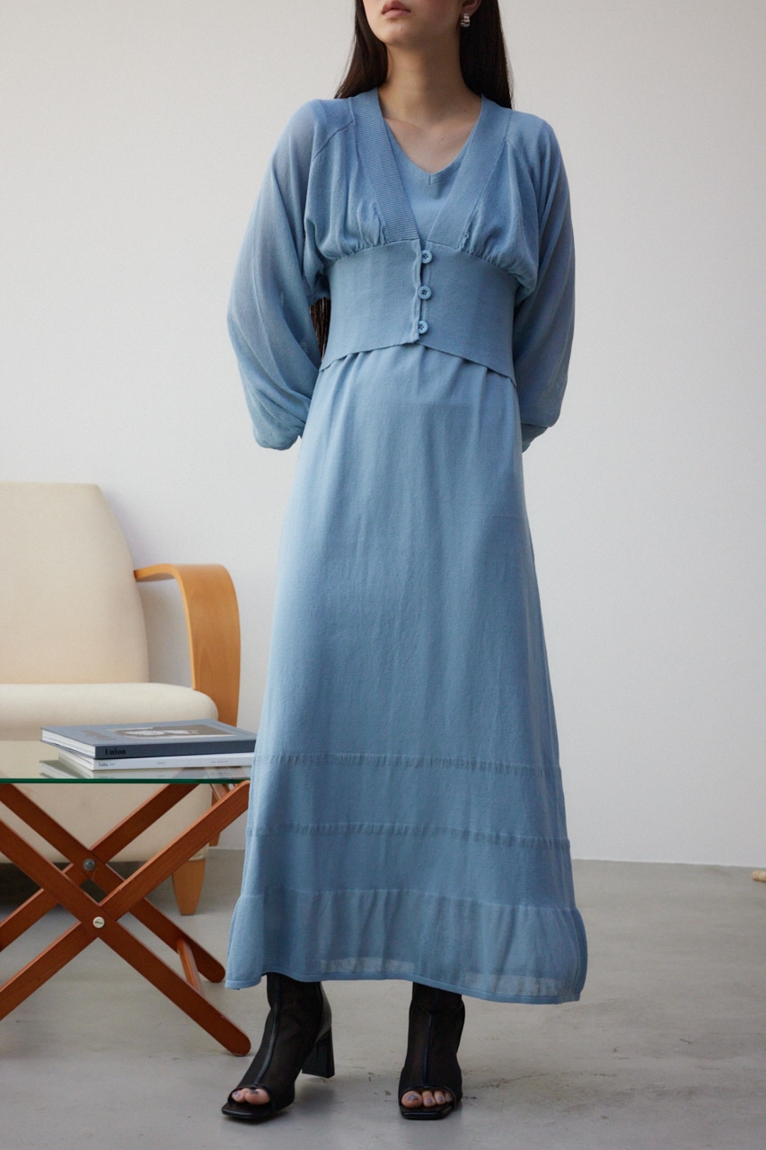 カーデセットニットワンピース L/BLU M
