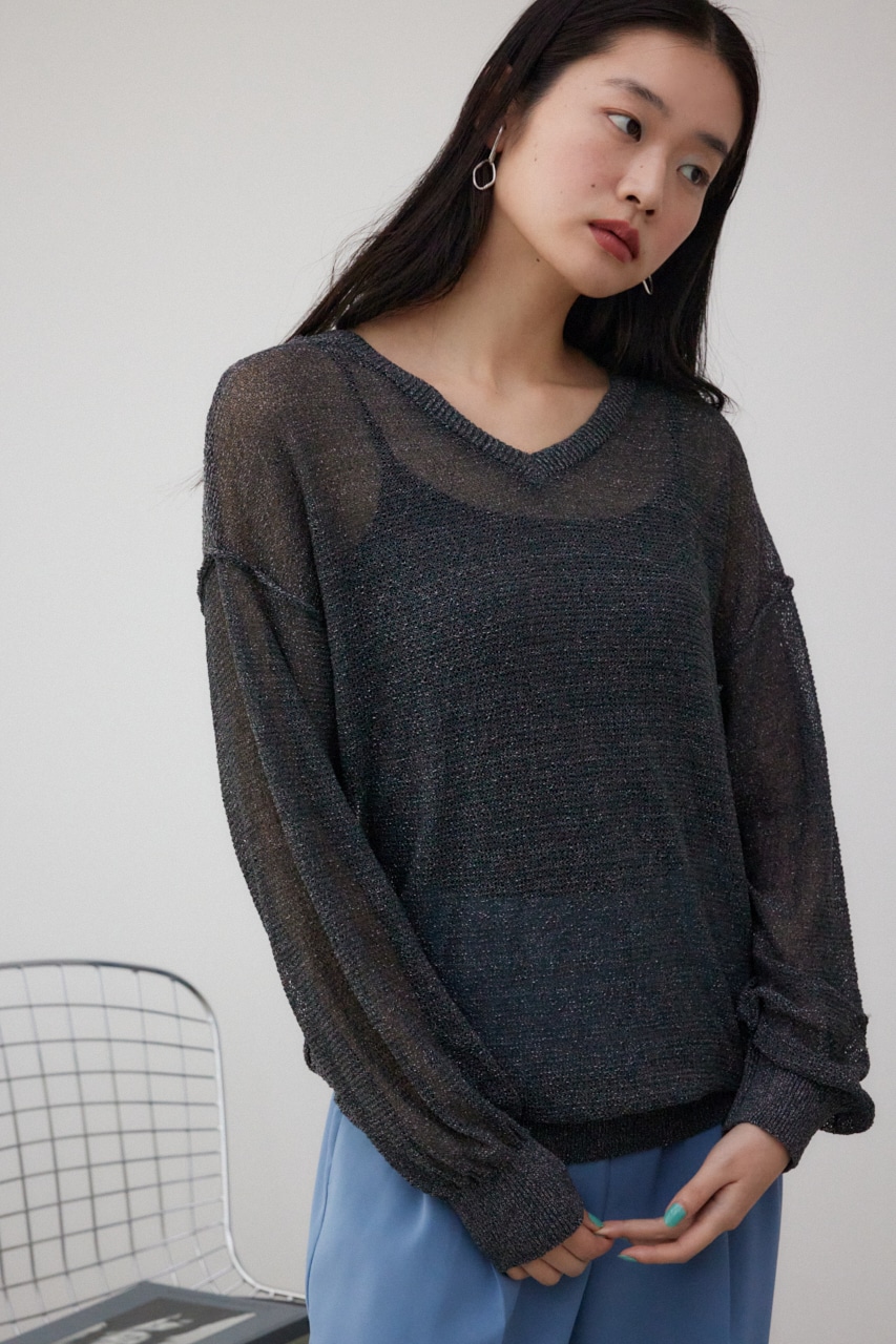 シアーグリッタールーズニット BLK FREE