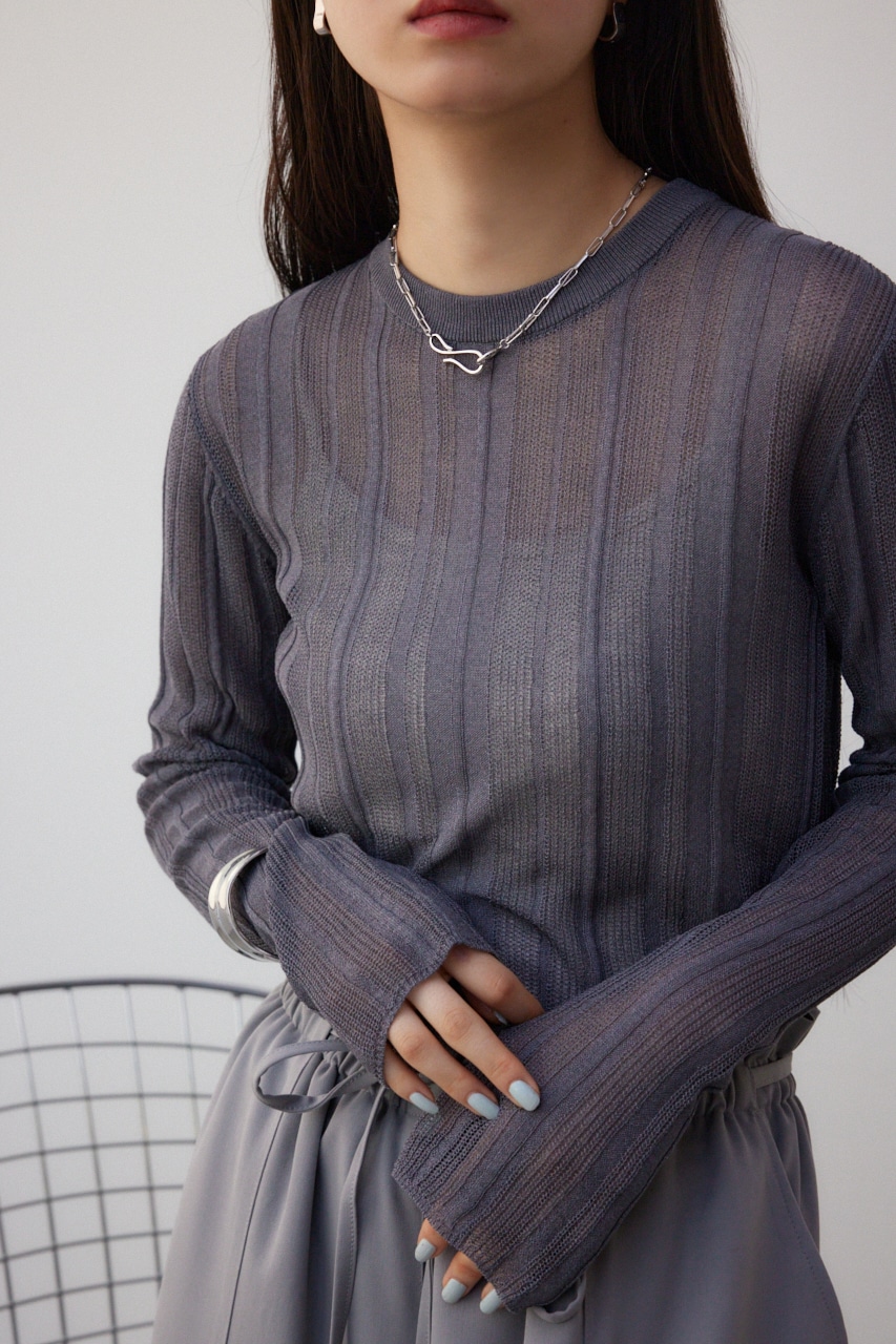 シアーランダムリブニットトップス C.GRY FREE
