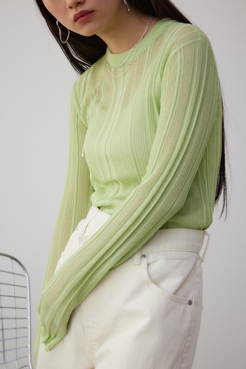 シアーランダムリブニットトップス MINT FREE