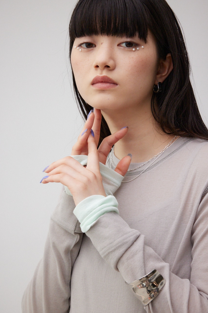 レイヤードカフロングシアートップス GRY FREE