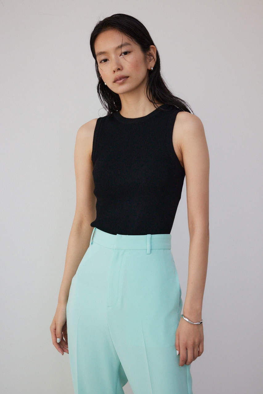 【PLUS】パッド付きニットタンク BLK FREE